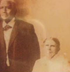 Sepia portrait of James and Annie Hall, ancestors of the Hall family reunion